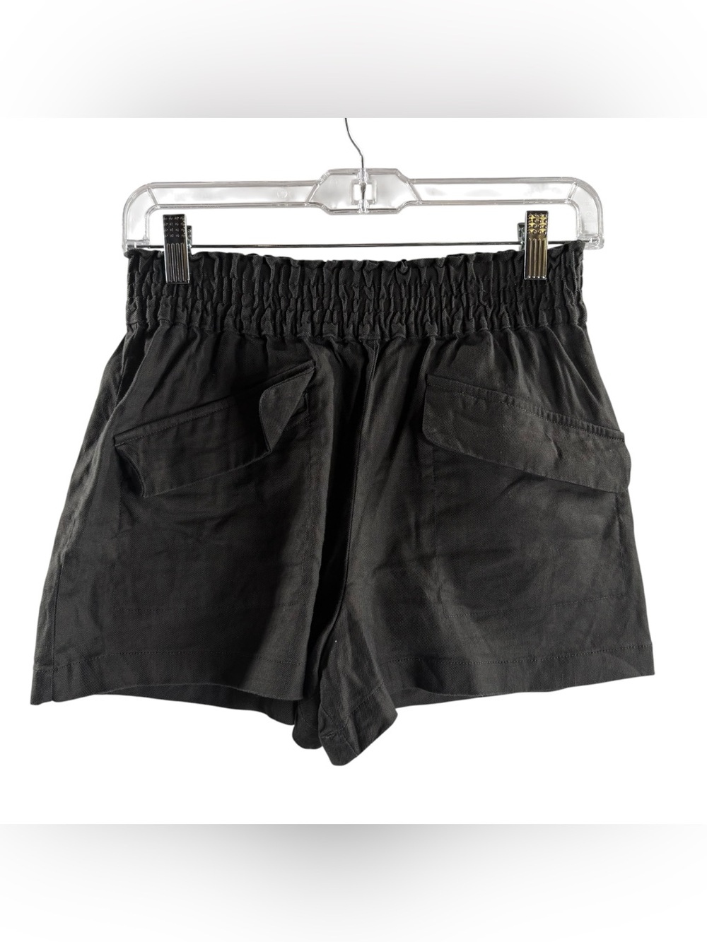 MAEVE Dark Gray Elastic-Waist Linen Blend Women’s Shorts $88